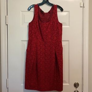 Lafayette 148 New York “Galinda” Red Floral Eyelet Lace Dress